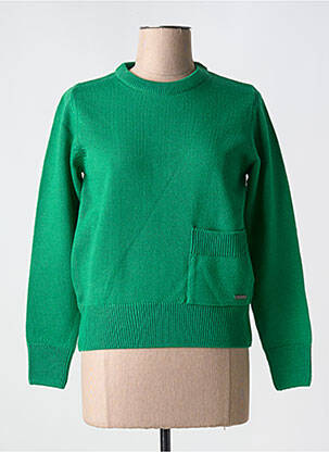 Pull coupe droite manches longues vert AGATHE & LOUISE femme