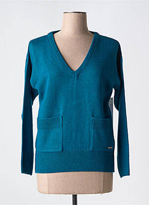 Pull coupe cintrée manches longues bleu AGATHE & LOUISE femme