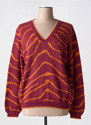 Pull col v manches longues rouge L'ATELIER D'ANNA femme