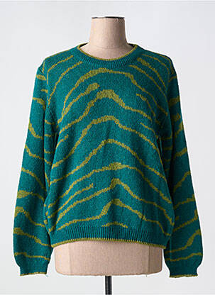 Pull coupe droite manches longues vert L'ATELIER D'ANNA femme