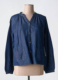 Chemisier coupe droite manches longues bleu AGATHE & LOUISE femme