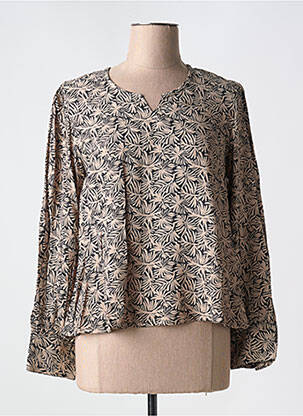 Blouse tissage popeline manches longues marron AGATHE & LOUISE femme