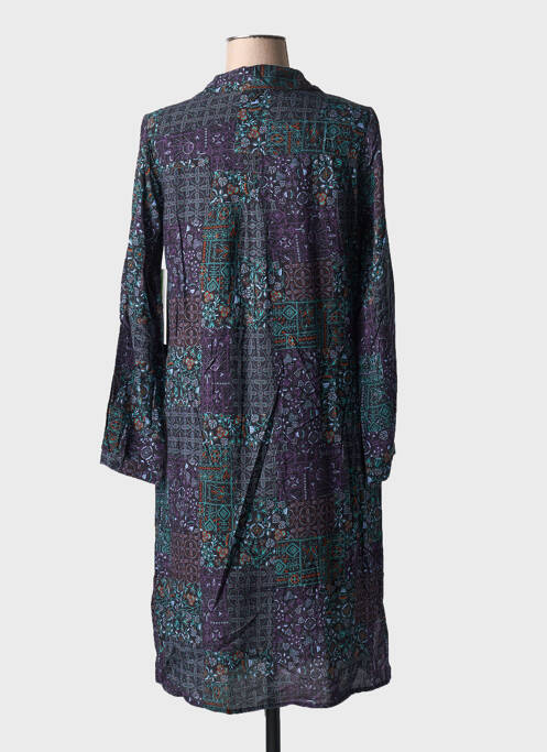 Robe mi-longue imprimé fantaisie manches longues bleu AGATHE & LOUISE femme