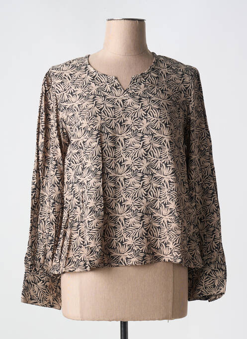 Blouse imprimé fantaisie manches longues marron AGATHE & LOUISE femme