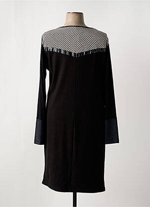 Robe mi-longue imprimé fantaisie manches longues noir FRED SABATIER femme