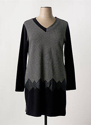 Robe mi-longue manches longues manches longues noir ANDAMIO femme