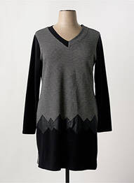 Robe mi-longue manches longues manches longues noir ANDAMIO femme