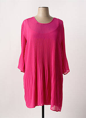 Robe mi-longue coupe fluide manches 3/4 rose CHALOU femme