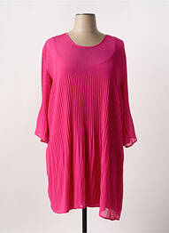Robe mi-longue coupe fluide manches 3/4 rose CHALOU femme