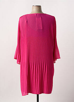 Robe mi-longue coupe fluide manches 3/4 rose CHALOU femme