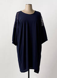 Robe mi-longue coupe fluide manches 3/4 bleu FRED SABATIER femme