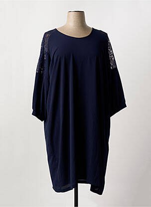 Robe mi-longue manches 3/4 manches 3/4 bleu FRED SABATIER femme