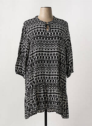 Robe mi-longue imprimé fantaisie manches longues noir APRICO femme