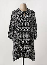 Robe mi-longue imprimé fantaisie manches longues noir APRICO femme