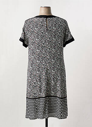 Robe mi-longue imprimé fleurs manches courtes noir FRED SABATIER femme