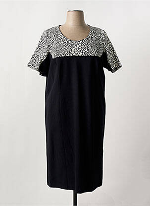 Robe mi-longue imprimé fantaisie manches courtes noir JEAN DELFIN femme