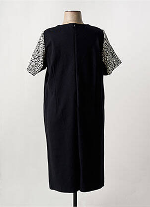 Robe mi-longue imprimé fantaisie manches courtes noir JEAN DELFIN femme