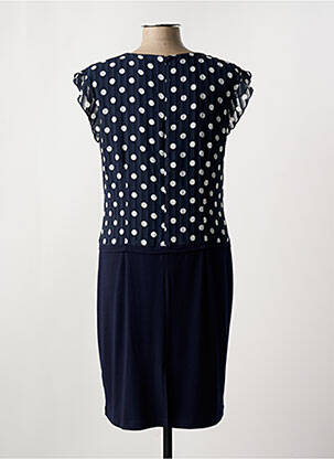 Robe mi-longue tissage crêpe manches courtes bleu FRANCE RIVOIRE femme