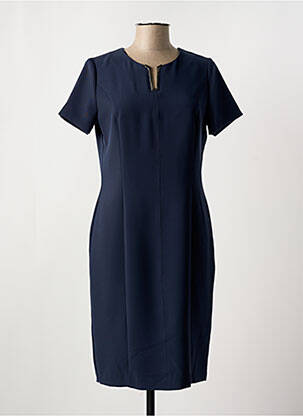 Robe mi-longue tissage crêpe manches courtes bleu FRANK WALDER femme