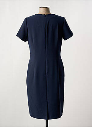 Robe mi-longue tissage crêpe manches courtes bleu FRANK WALDER femme