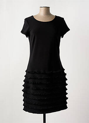 Robe mi-longue tissage crêpe manches courtes noir JOSEPH RIBKOFF femme