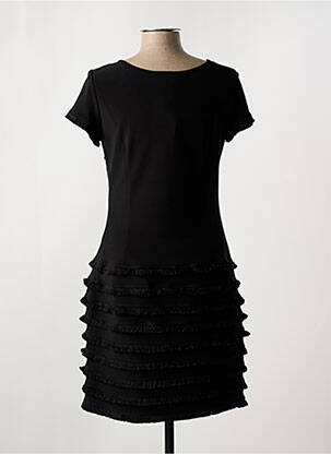 Robe mi-longue tissage crêpe manches courtes noir JOSEPH RIBKOFF femme