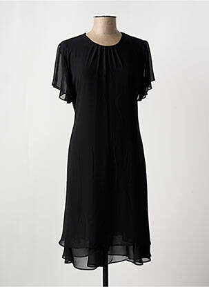 Robe mi-longue coupe fluide manches courtes noir FRED SABATIER femme