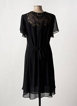 Robe mi-longue coupe fluide manches courtes noir FRED SABATIER femme