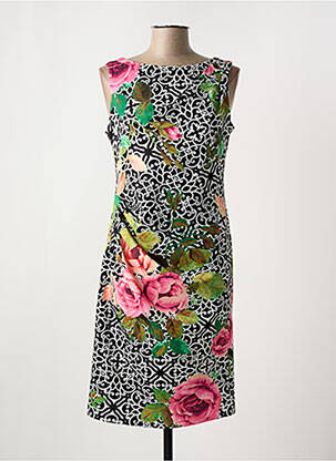 Robe mi-longue imprimé fleurs sans manche noir JOSEPH RIBKOFF femme