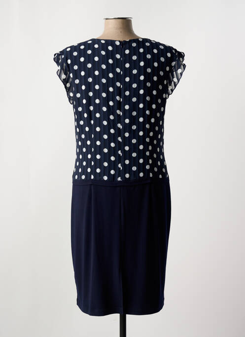 Robe mi-longue tissage crêpe manches courtes bleu FRANCE RIVOIRE femme