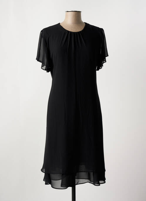 Robe mi-longue coupe fluide manches courtes noir FRED SABATIER femme