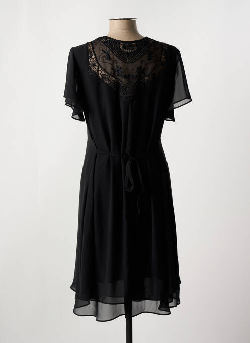 Robe mi-longue coupe fluide manches courtes noir FRED SABATIER femme
