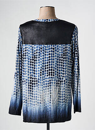Top col v manches longues bleu CHALOU femme