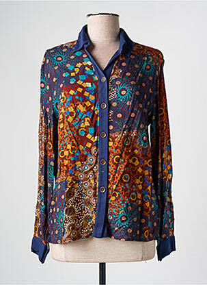 Chemisier coupe cintrée manches longues bleu GUY DUBOUIS femme