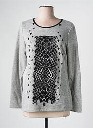 Sweat-shirt stretch manches longues gris GUY DUBOUIS femme