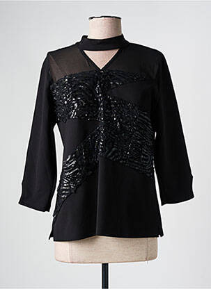 Top tissage crêpe manches 3/4 noir GUY DUBOUIS femme