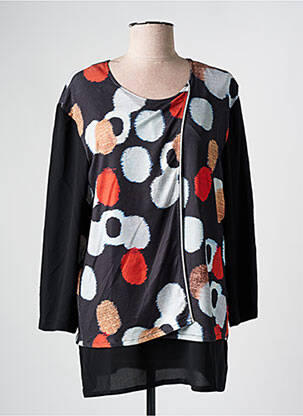 Tunique manches longues tissage crêpe noir GUY DUBOUIS femme