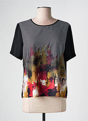 Blouse légère et transparente manches courtes noir GUY DUBOUIS femme