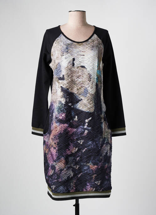 Robe mi-longue imprimé fantaisie manches longues noir MERI & ESCA femme