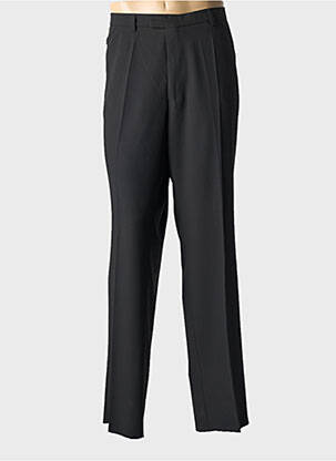 Pantalon droit fermeture zippée sous rabat avec crochet taille normale noir LUIGI MORINI homme
