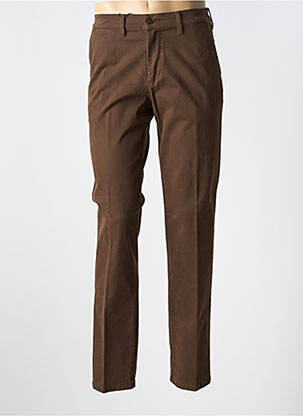 Pantalon chino fermeture zippée sous rabat boutonné taille basse marron LCDN homme