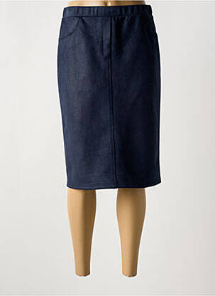 Jupe mi-longue coupe droite bleu GUY DUBOUIS femme