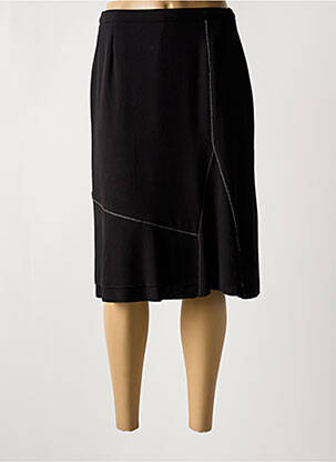 Jupe mi-longue coupe droite évasée sur le bas noir GUY DUBOUIS femme