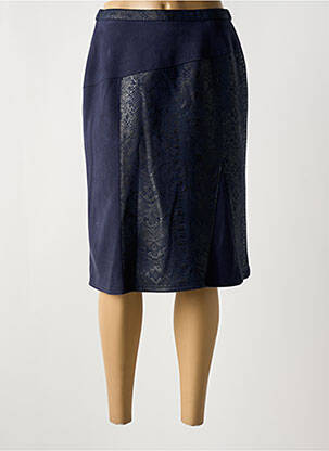 Jupe mi-longue coupe droite bleu GUY DUBOUIS femme