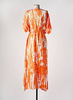 Robe longue coupe cintrée manches 3/4 orange LAGON BLEU femme