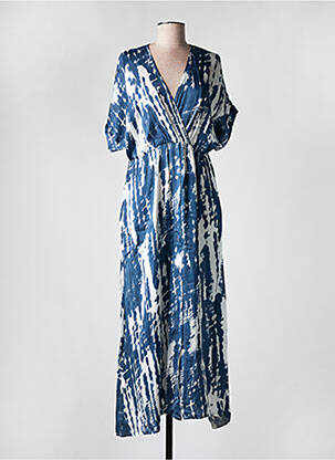 Robe longue coupe cintrée manches 3/4 bleu LAGON BLEU femme