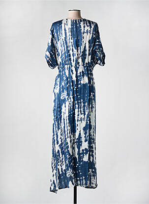 Robe longue coupe cintrée manches 3/4 bleu LAGON BLEU femme