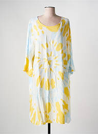 Robe mi-longue manches 3/4 manches 3/4 jaune LAGON BLEU femme