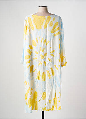 Robe mi-longue manches 3/4 manches 3/4 jaune LAGON BLEU femme