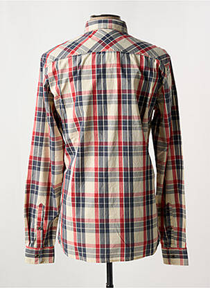 Chemise manches longues imprimé carreaux beige TIBET homme